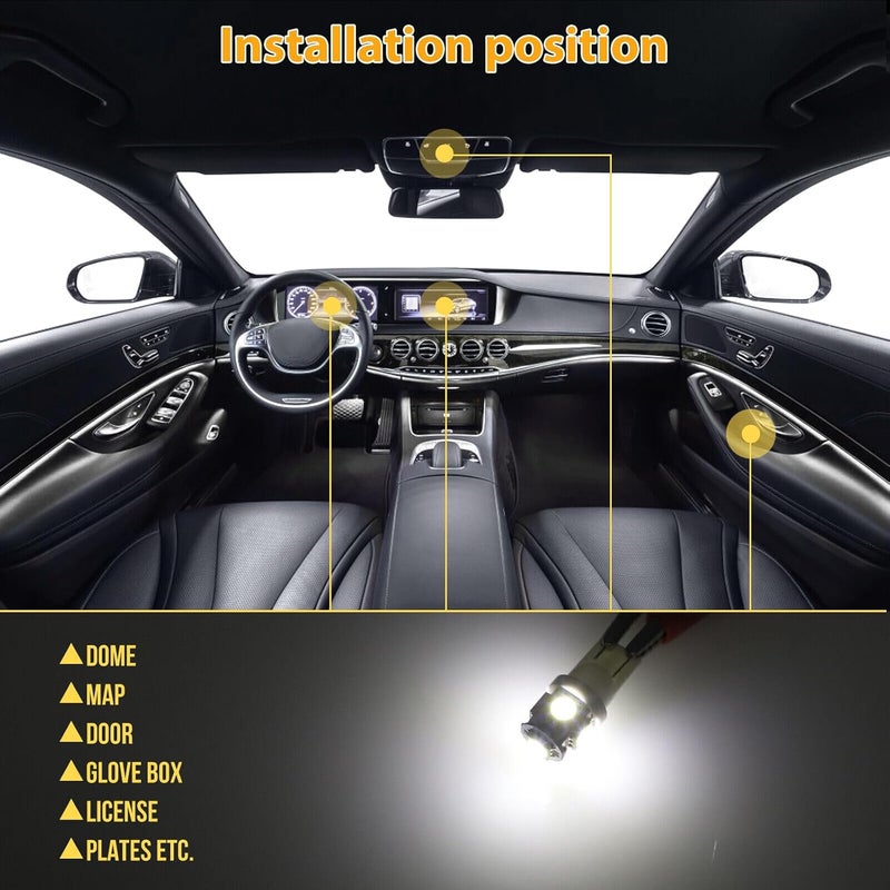 Cbailian Car Interior Combo LED Map Dome Door Trunk License Plate Light Bulbs White 42PCS - Image 4